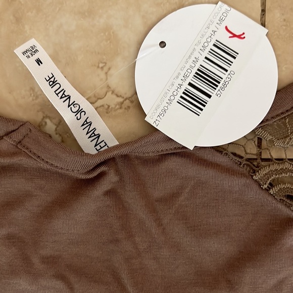 Women’s Medium Zenana Signature Mocha Lace Sleeve Blouse - Picture 5 of 5